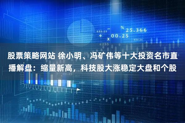 股票策略网站 徐小明、冯矿伟等十大投资名市直播解盘：缩量新高，科技股大涨稳定大盘和个股